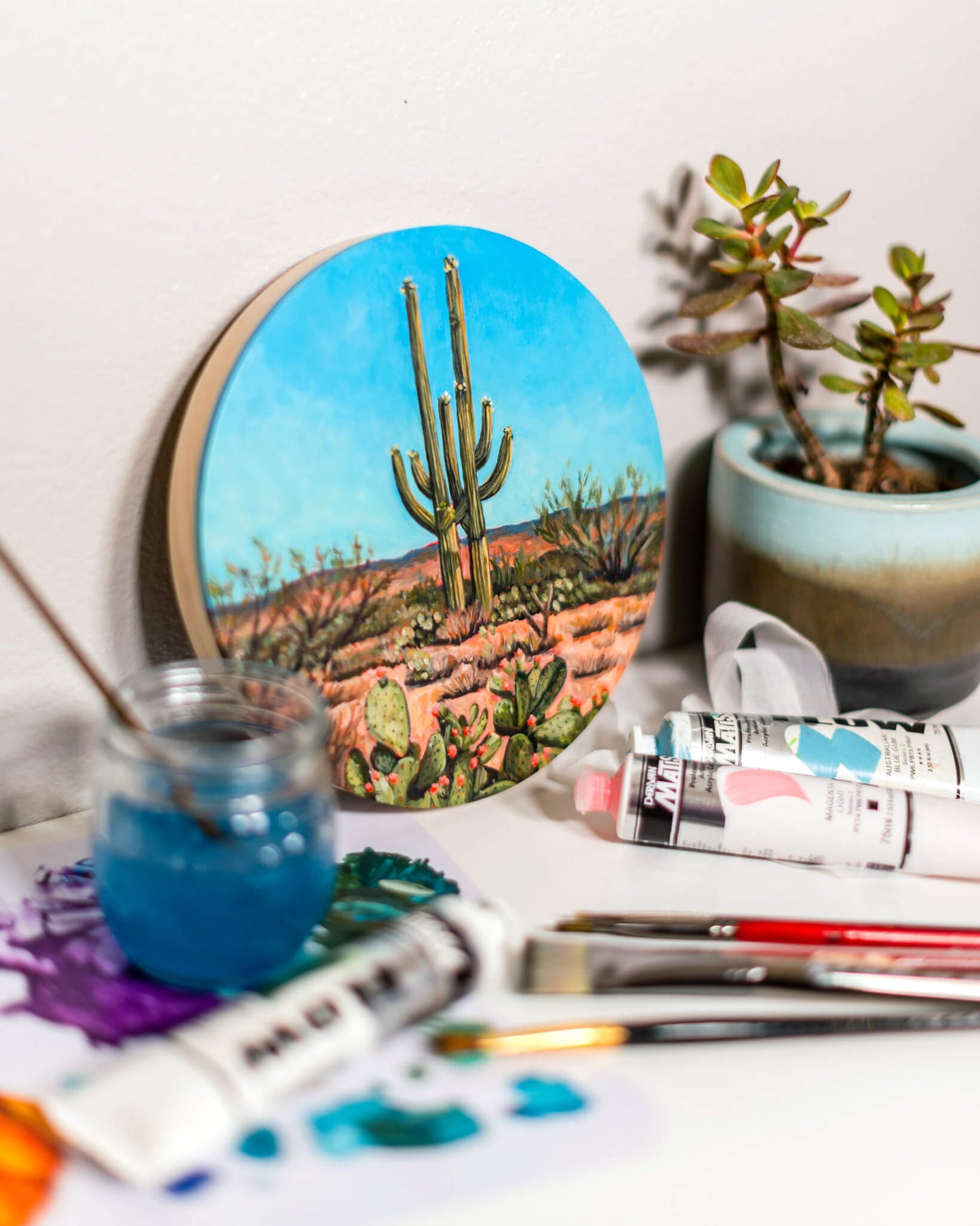 Double Barrel - 8" round painting