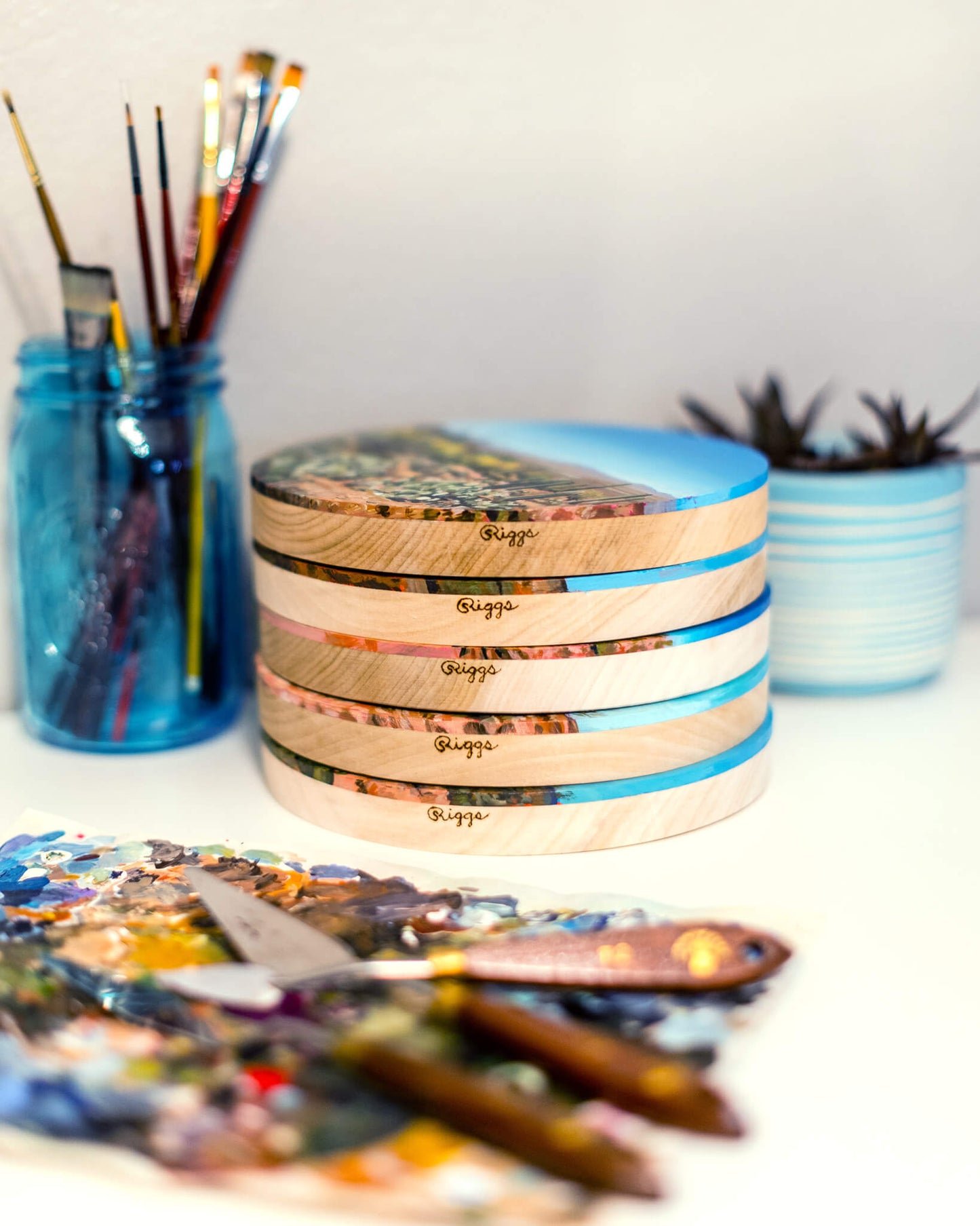 Mt. Lemmon Lookers - 8" round painting