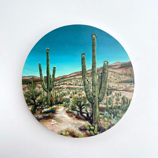 Mt. Lemmon Lookers - 8" round painting